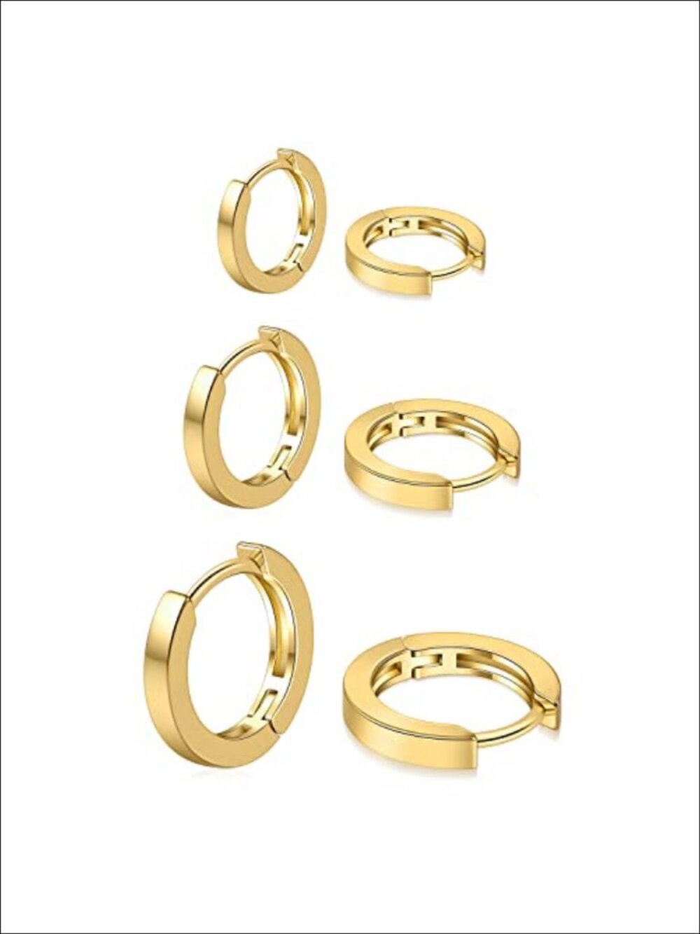 Small 14K Gold Plated Hoop Huggie Earrings Set for Women Men
